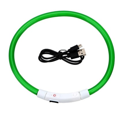 Usb Rechargeable Glow-In-The-Dark Pet Collar With Three Flashing Modes